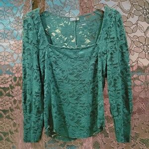Free People Intimately NWT Green Lace Medium Layering Top